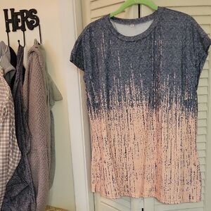 Women's Grey and Peach Gradient Top